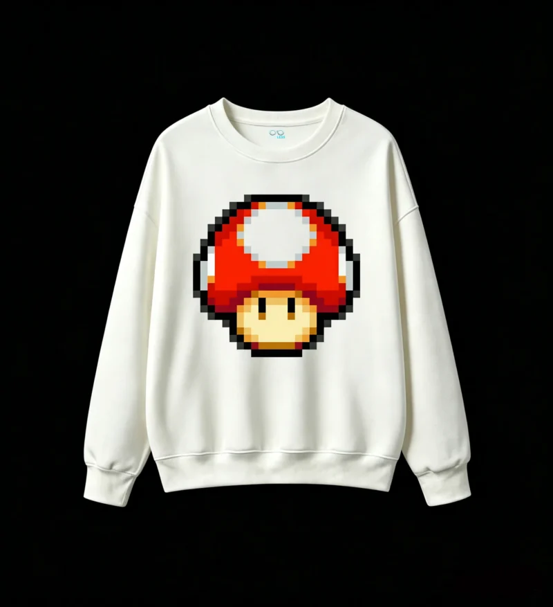 白卫】 Retro Pixel Mushroom Back Print Hoodie