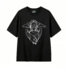 黑t Gothic Angel Back Print T-Shirt
