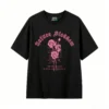 黑t Flower Blossom Roses Back Print T-Shirt