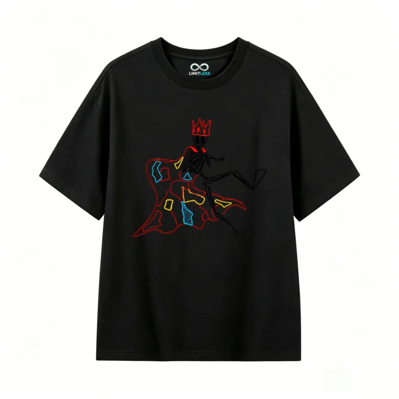 黑t Creative Crown Ghost Back Graphic T-Shirt