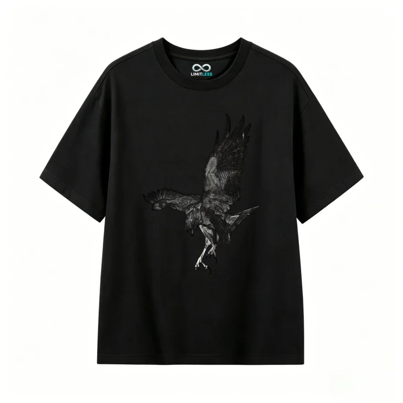 黑t Vintage Eagle Back Graphic T-Shirt