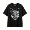 Aggressive Leopard Head Back Print T-Shirt