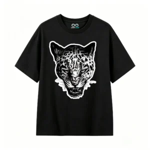 Aggressive Leopard Head Back Print T-Shirt