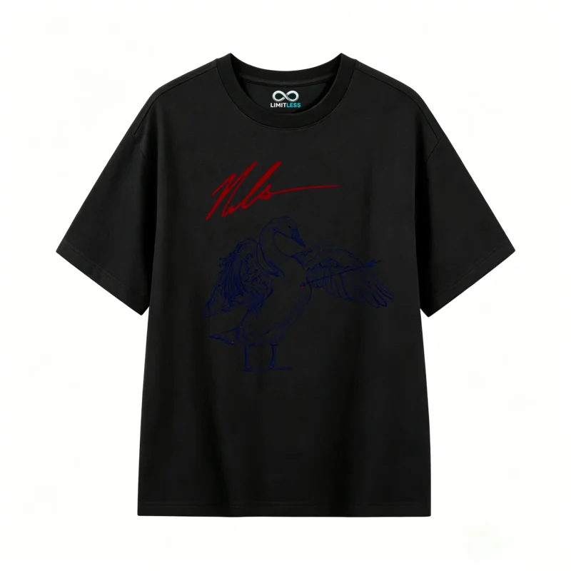 Vintage Black Swan Back Graphic T-Shirt