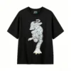 黑t Surreal Multi-Eyed Leopard Back Print T-Shirt