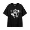 黑t Winking Dachshund Star Print Back Graphic T-Shirt