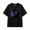 黑t Pixel Gengar Back Print T-Shirt