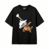 黑t Pixel Art Warrior Knight Back Print T-Shirt