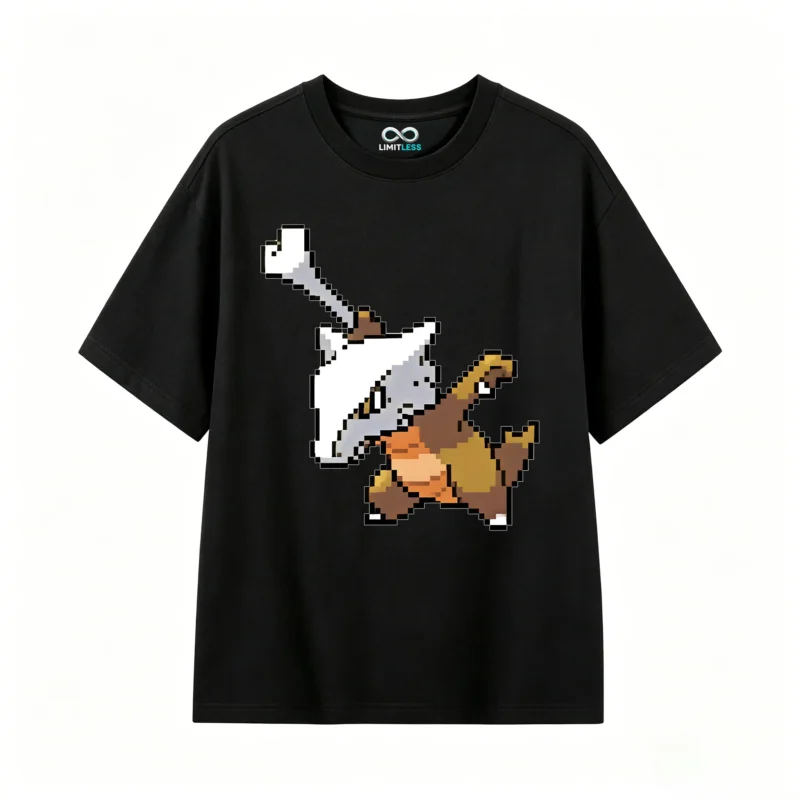 黑t Pixel Art Warrior Knight Back Print T-Shirt