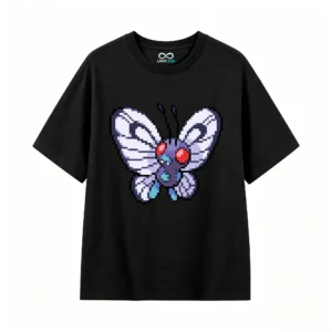 Vintage Pixel Art Butterfly Print T-Shirt