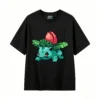 黑t Pixel Art Ivysaur Back Print T-Shirt