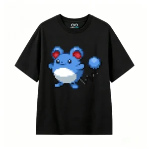 Cute Pixel Marill Back Print T-Shirt