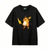 黑t Cute Raichu Pixel Art Back Print T-Shirt