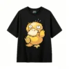 黑t Psyduck Kawaii Pixel Art Back Print T-Shirt