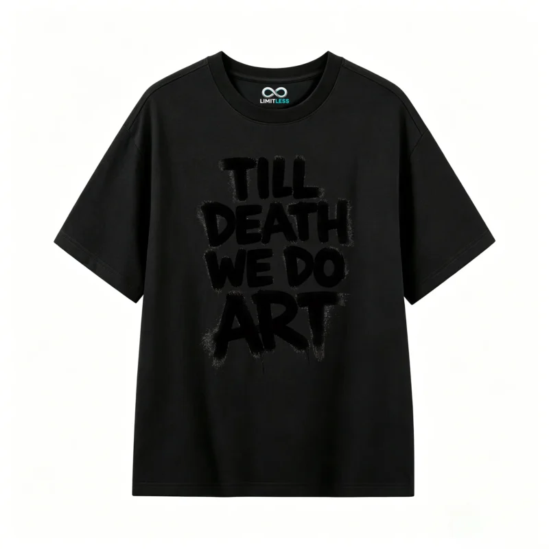 黑t Till Death We Do Art Back Print T-Shirt