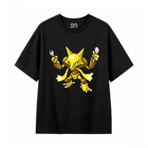 Alakazam Pixel Art Back Print T-Shirt