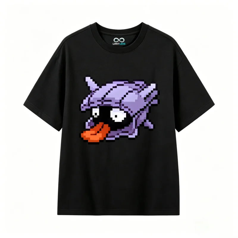 Retro Pixel Shellder Back Print T-Shirt