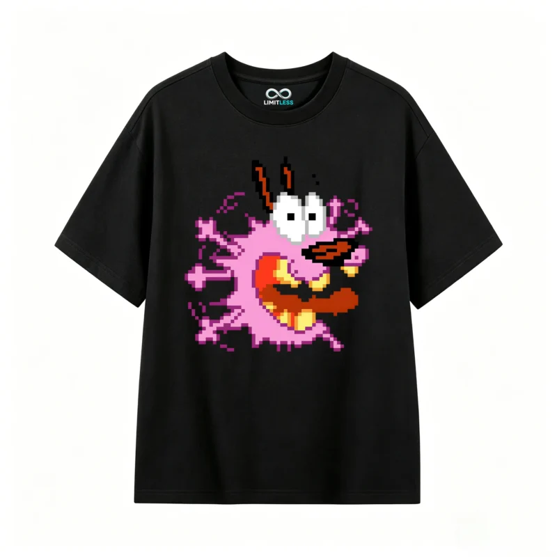 Courage The Cowardly Dog Pixel Art Back Print T-Shirt