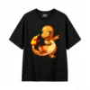 黑t Charmander Pixel Art Back Print T-Shirt