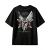 黑t Seraphim Angel Wings Back Print T-Shirt