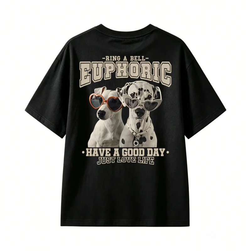 Euphoric Have A Good Day Dog Print T-Shirt