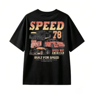 Vintage Speed 78 Racing Car Back Print T-Shirt