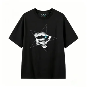 黑t Graphic Star Design Back Print T-Shirt