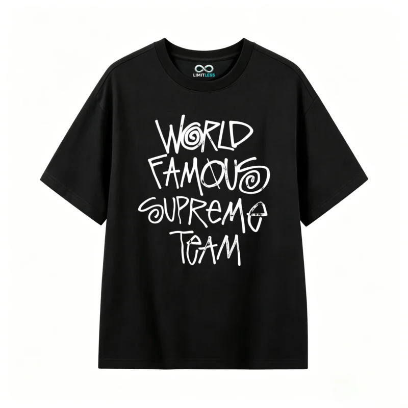 黑t World Famous Supreme Team Back Print T-Shirt