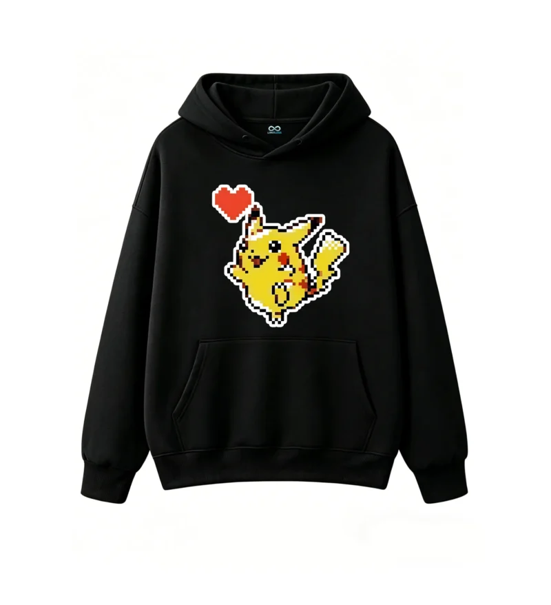 黑卫 Cute Pikachu Pixel Art Hoodie