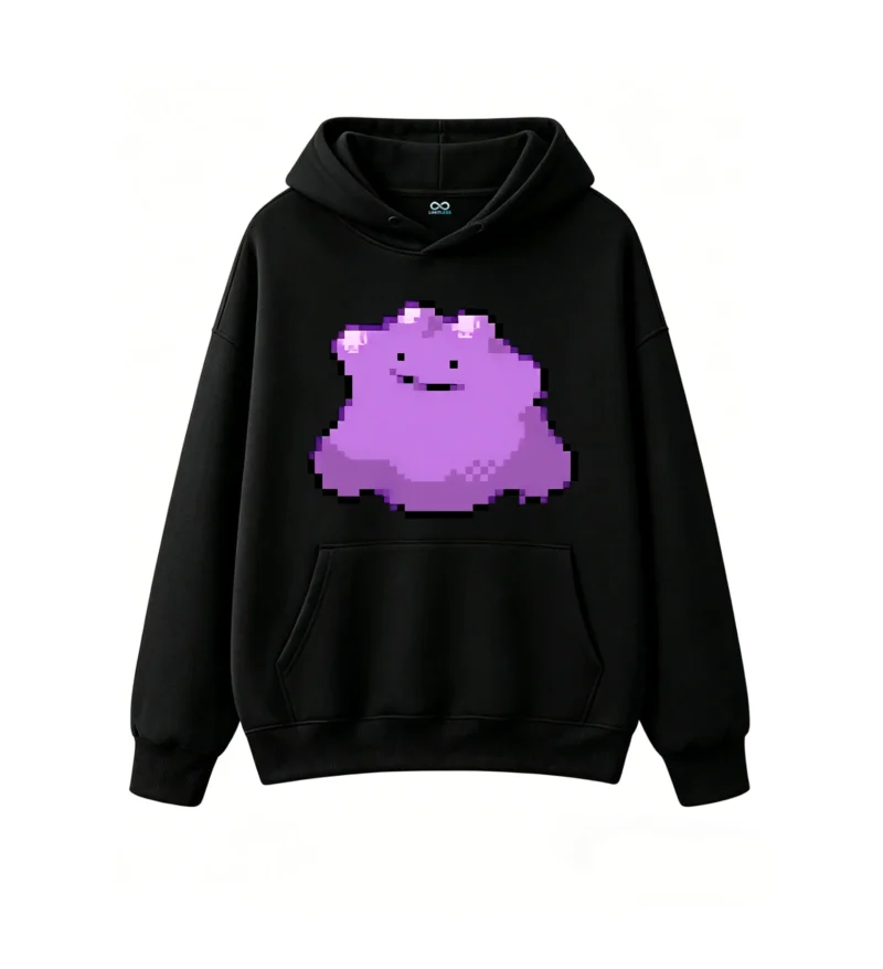 黑卫 Cute Pixel Ditto Hoodie Purple Monster Graphic Sweatshirt