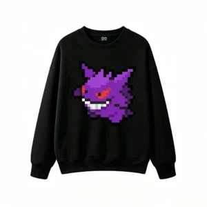黑卫 Pixel Art Gengar Anime Sweatshirt Back Print