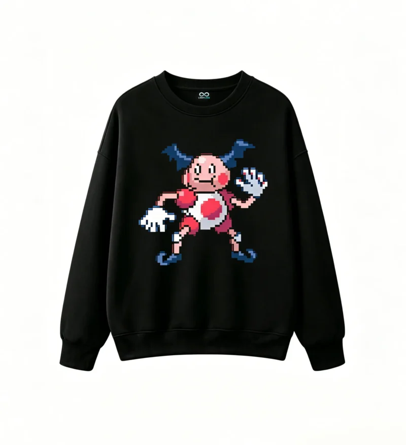 黑卫 Mr. Mime Pixel Art Back Print Crew Neck Sweatshirt