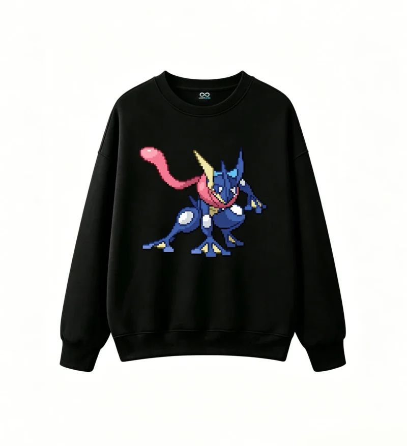 Greninja Pixel Art Back Print Sweatshirt