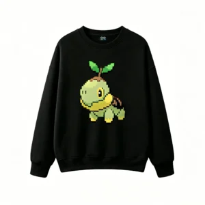 黑卫 Cute Pixel Turtwig Back Print Sweatshirt