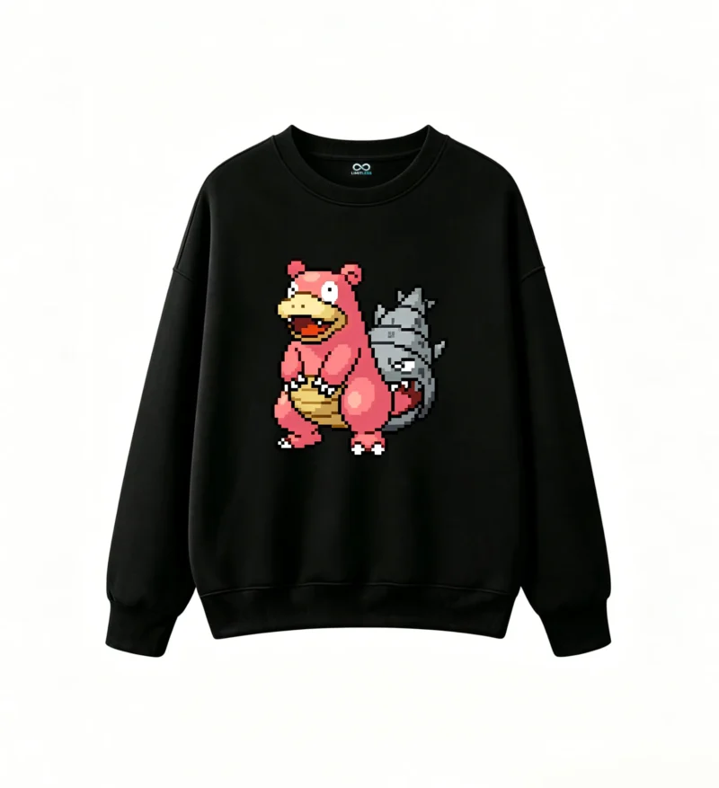 黑卫 Pixel Art Slowbro Back Print Sweatshirt