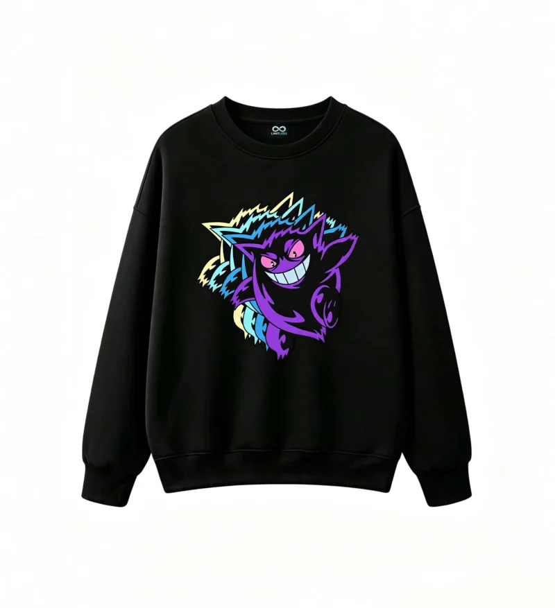黑卫 Gengar Anime Graphic Back Print Sweatshirt