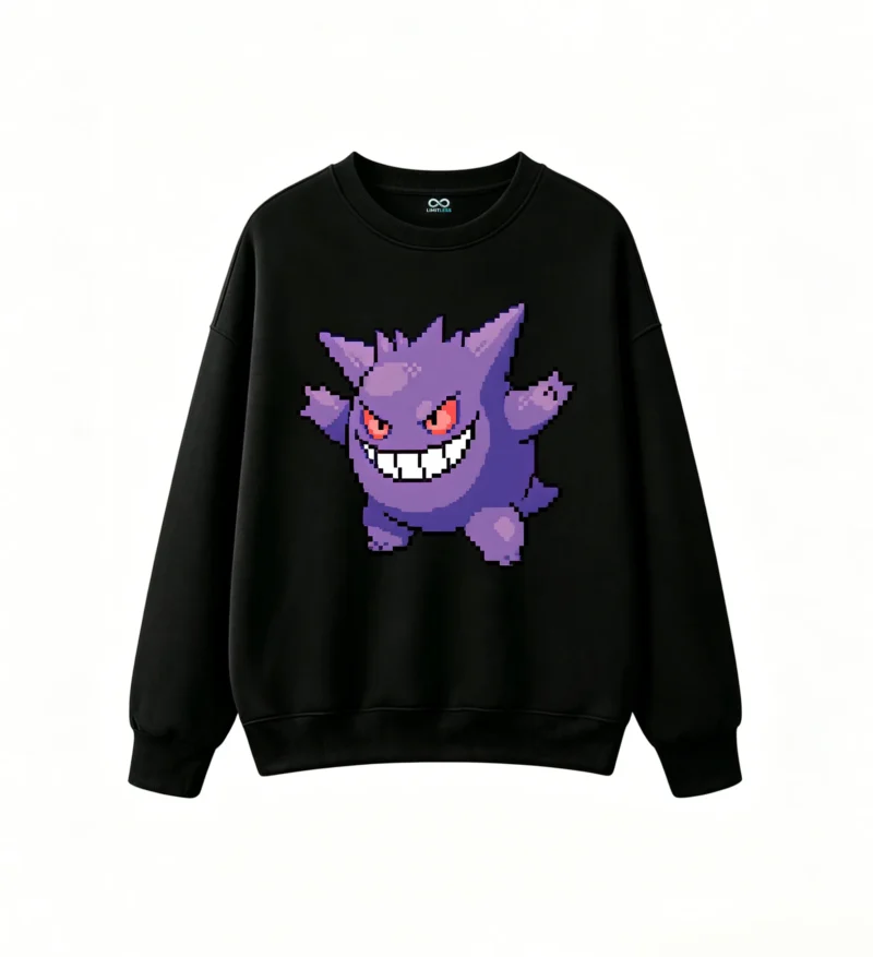 Gengar Pixel Art Back Print Sweatshirt