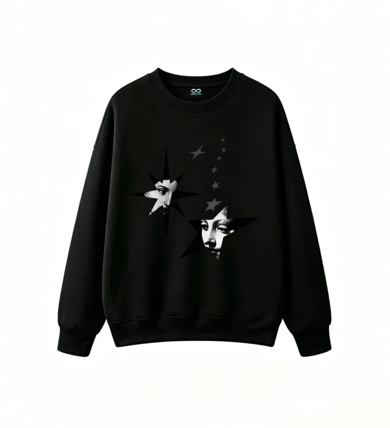 黑卫 Vintage Celestial Starry Eyes Back Print Hoodie