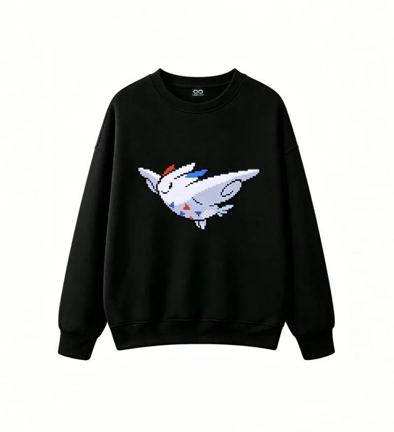 黑卫 Cute Togekiss Pixel Art Back Print Sweatshirt