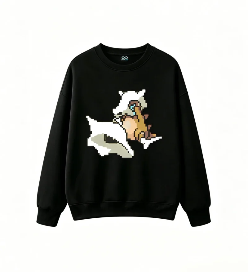 黑卫 Pixel Art Axolotl Back Print Sweatshirt
