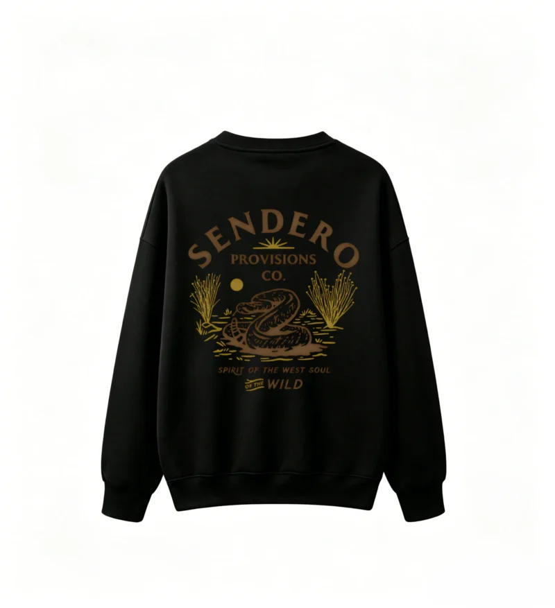 黑卫 Retro Graphic Print Crew Neck Sweatshirt for Men Women