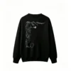 黑卫 Gothic Abstract Dark Vines Metallic Silver Burgundy Purple Spiral Tendrils Back Print Crew Neck Hoodie