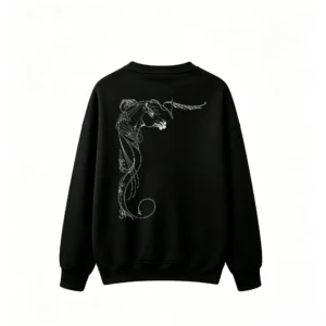黑卫 Gothic Abstract Dark Vines Metallic Silver Burgundy Purple Spiral Tendrils Back Print Crew Neck Hoodie