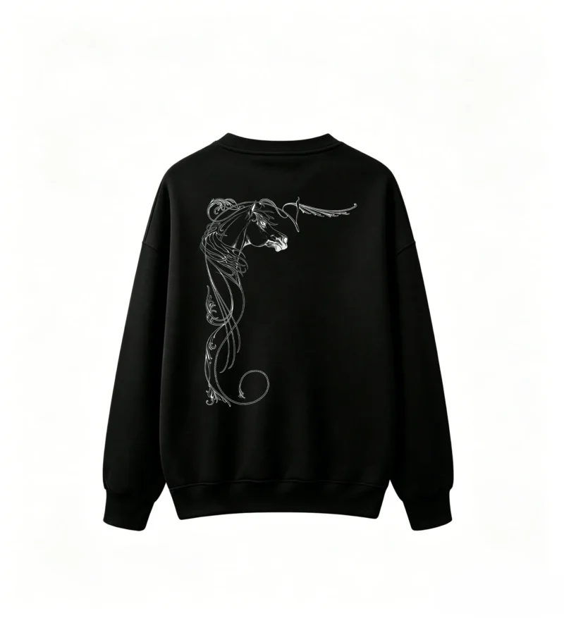 黑卫 Gothic Abstract Dark Vines Metallic Silver Burgundy Purple Spiral Tendrils Back Print Crew Neck Hoodie