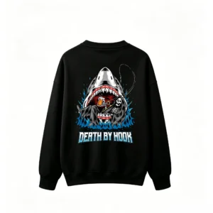 黑卫 Death By Hook Shark Reaper Beer Dark Humor Graphic Sweatshirt