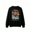 黑卫 FLOURISH RENAISSANCE Gothic Flaming Heart Crown of Thorns Floral Graphic Print Oversized Crewneck Sweatshirt for Men Women