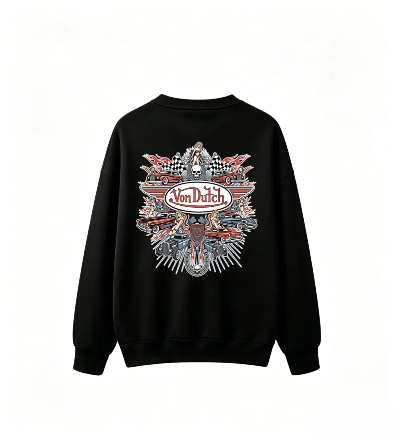 黑卫 Von Dutch Retro Hot Rod Pin-Up Graphic Hoodie