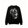 黑卫 Abstract Dark Blue Glossy Organic Shape with Wispy Cloud Extensions - Mysterious Atmospheric Back Print Crew Neck Hoodie
