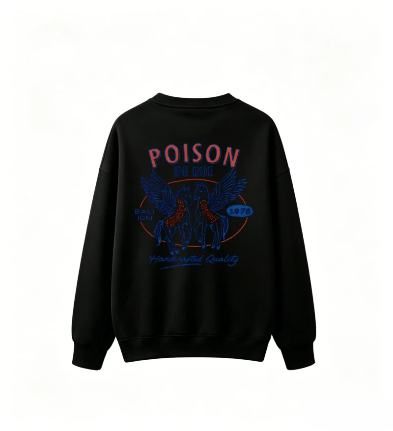 黑卫 Back Print Crew Neck Hoodie