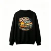 黑卫 Retro Ride Vintage Muscle Car Sunset Palm Trees Distressed Emblem - Cool Crew Neck Sweatshirt
